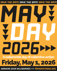 May Day 2026 announcement, Friday May 1, a nationwide day of collective action.